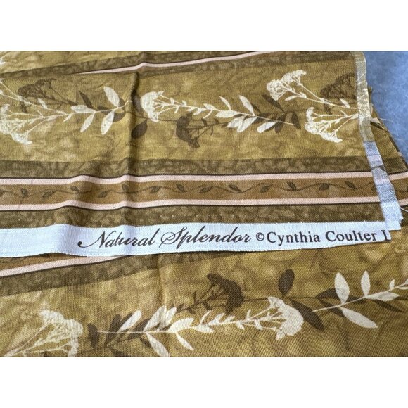 Natural Splendor Cotton Fat Quarter Fabric 18" x 22" Botanical Design By Cynthia - Picture 3 of 5